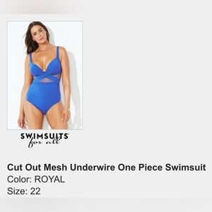 Swimsuits For All Royal Blue Mesh One Piece